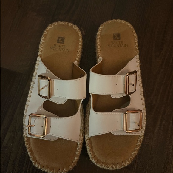 White Mountain Shoes - White Mountain Women's Cream Buckle Sandals